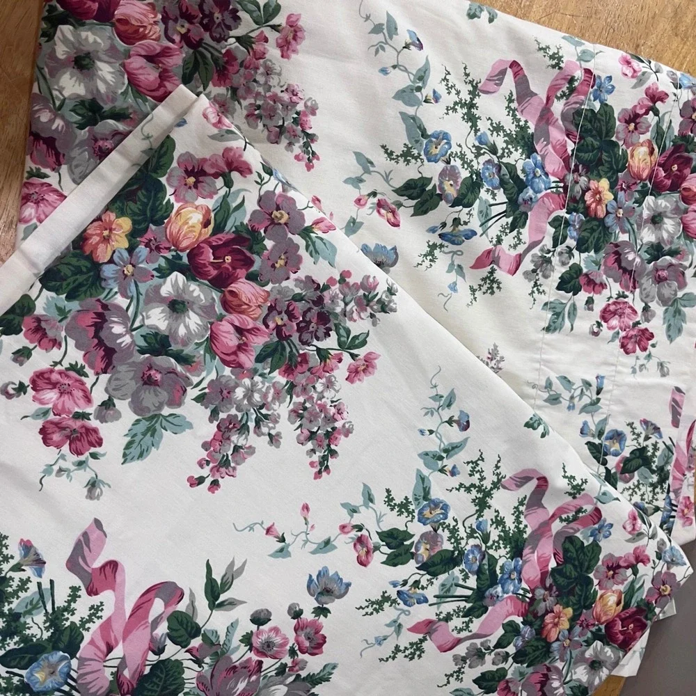 Vtg‎ Croscill English Garden Floral Curtain Panels Set of 2 Cottagecore 40x84
